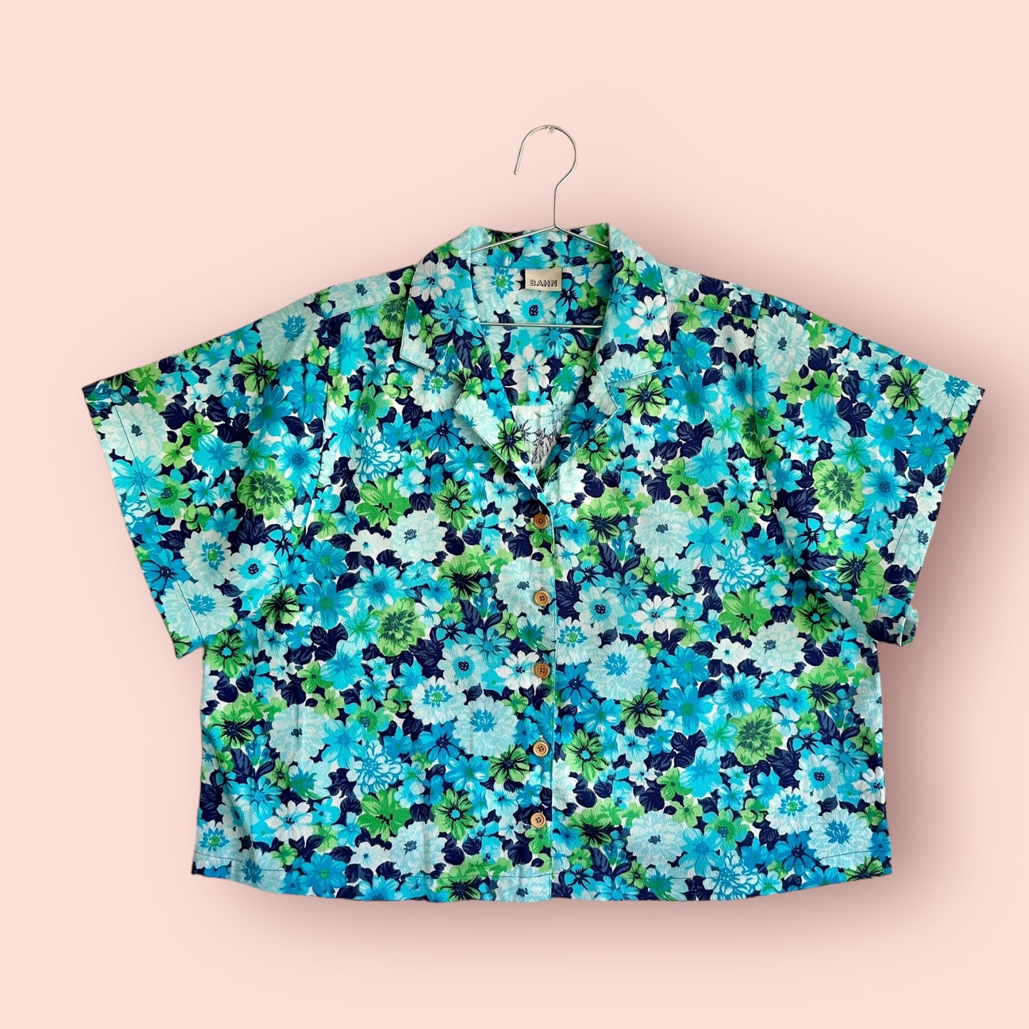 Eugene Bark cloth Floral Camp Shirt w/ oversized sleeves - Sz OSP