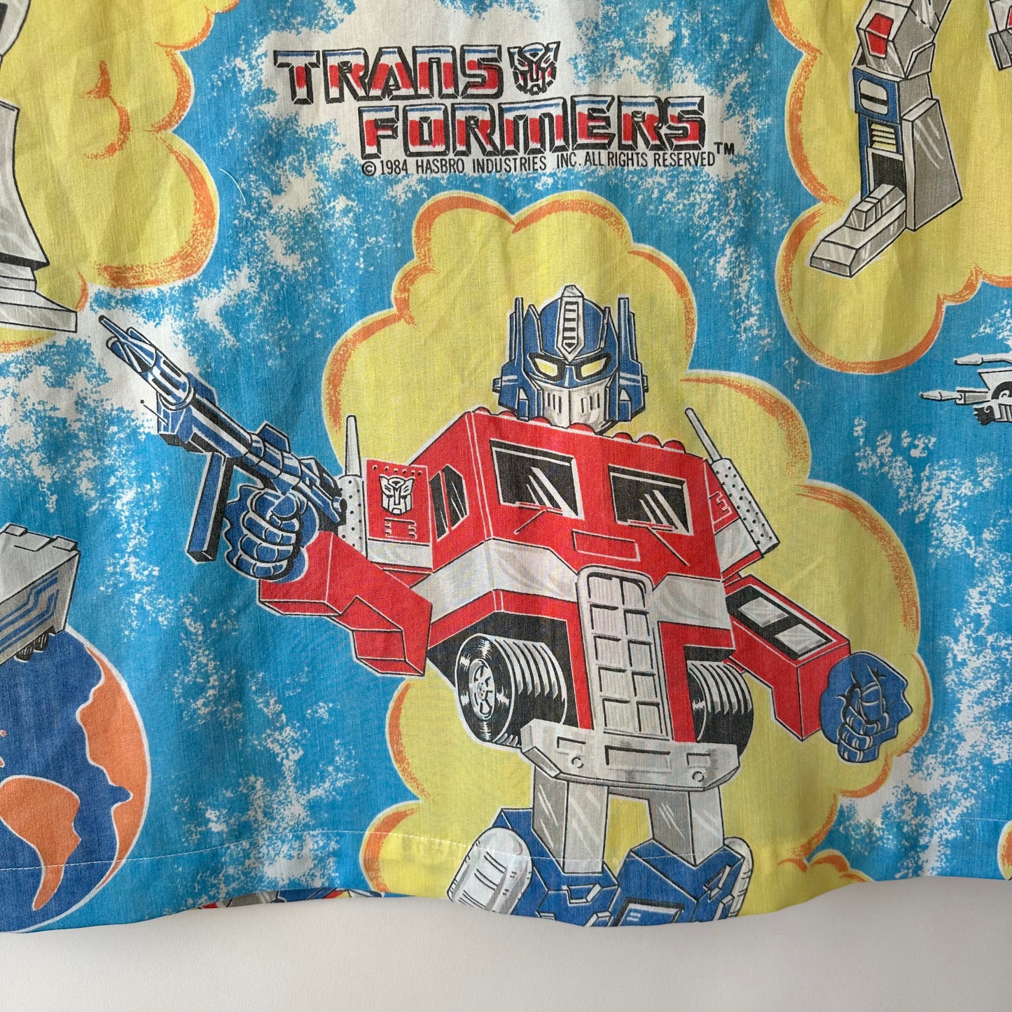 Camp shirt upcycled fr vintage 1984 Transformers fabric - 2XL