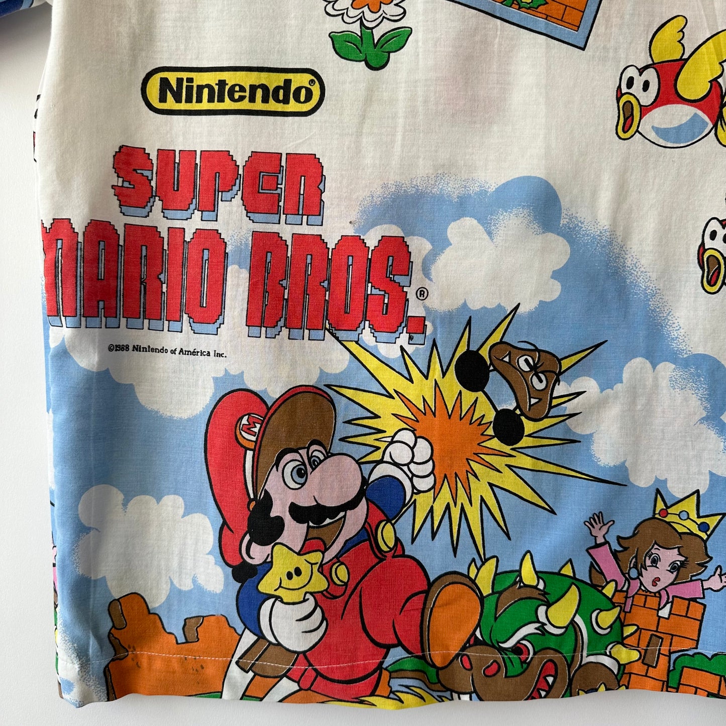 Camp shirt upcycled fr vintage 1988 Nintendo fabric - XL