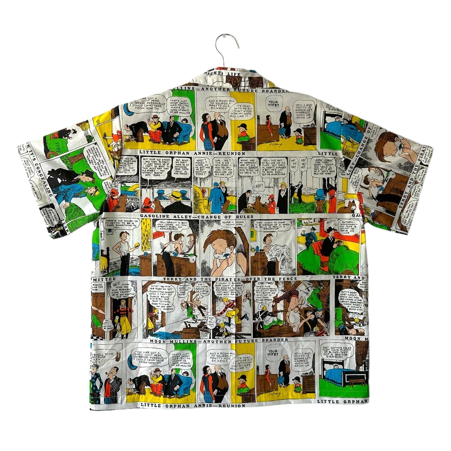Camp shirt upcycled fr Little Orphan Annie fabric- 2XL