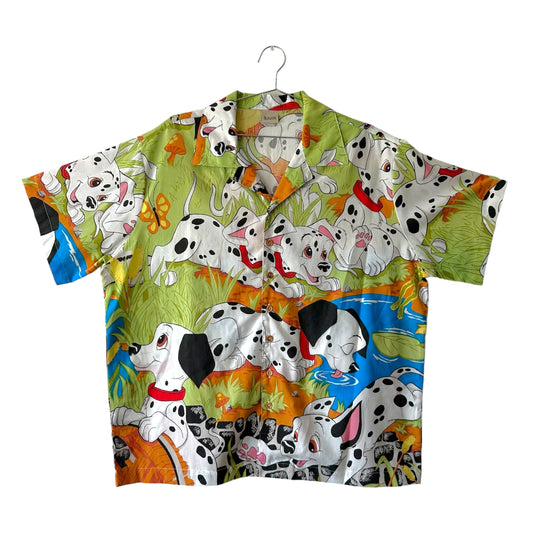 Camp shirt upcycled fr 101 Dalmations fabric - 2XL