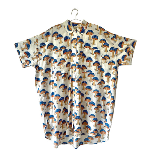 Astoria ‘Blue Mushrooms’ Blockprint Cotton Shirt Tunic