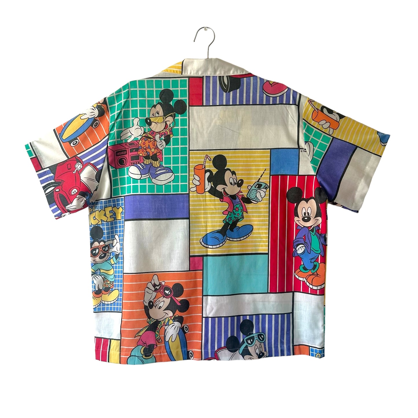 Camp Shirt Upcycled fr vintage Disney’s Mickey Mouse fabric - 2XL