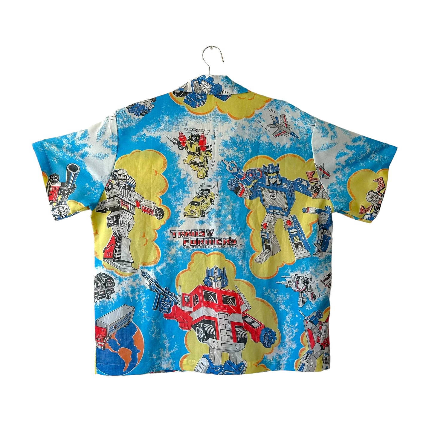 Camp shirt upcycled fr vintage 1984 Transformers fabric - 2XL