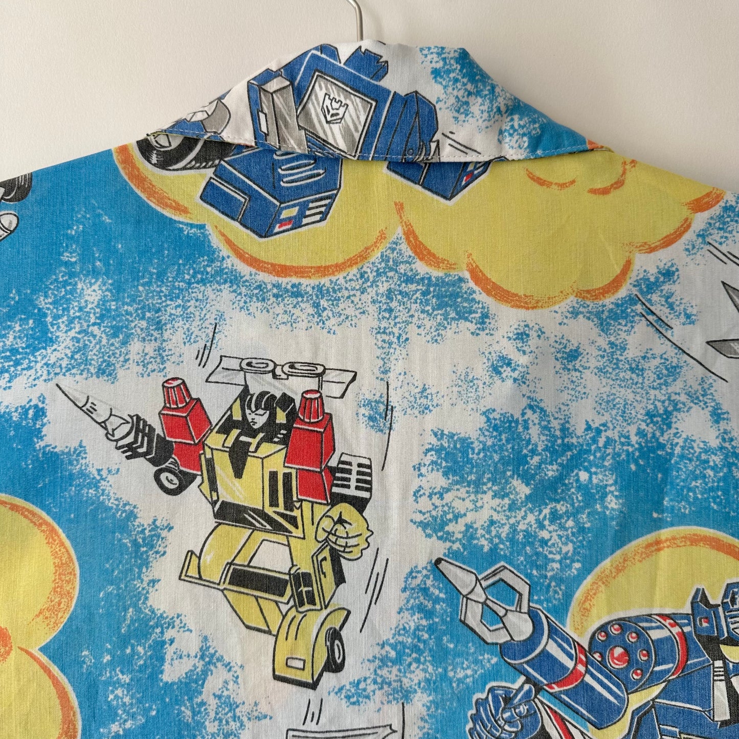 Camp shirt upcycled fr vintage 1984 Transformers fabric - 2XL