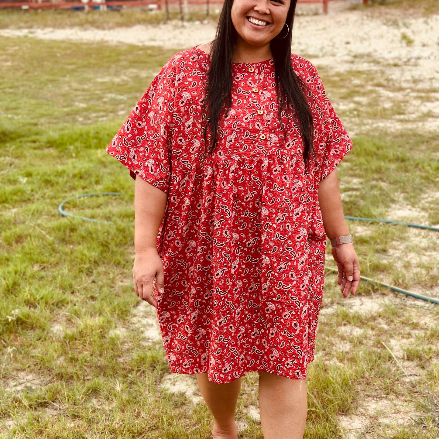 Trillium Bandana Seersucker Cotton Boxy Dress Dress - Sz OS