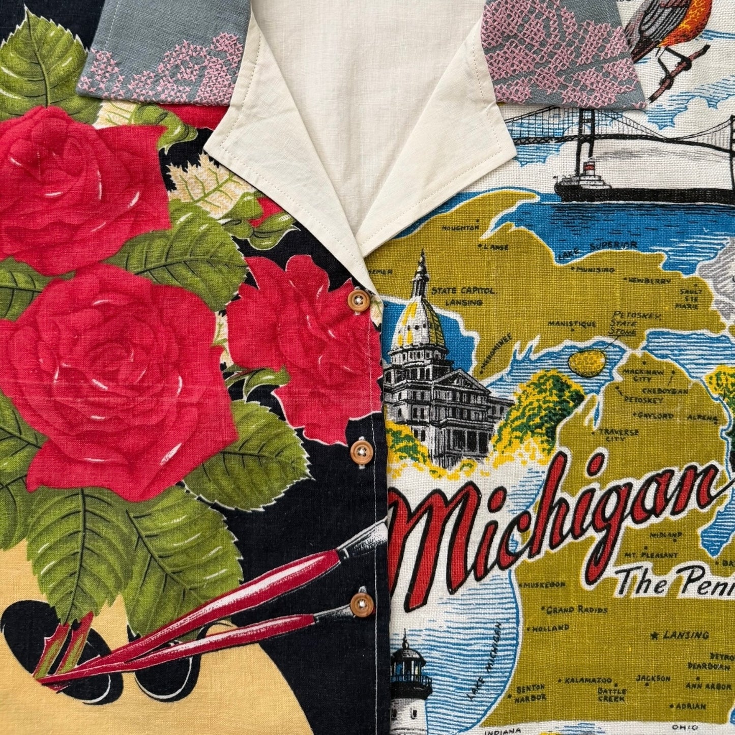 Michigan tea towel cropped camp shirt [XL]