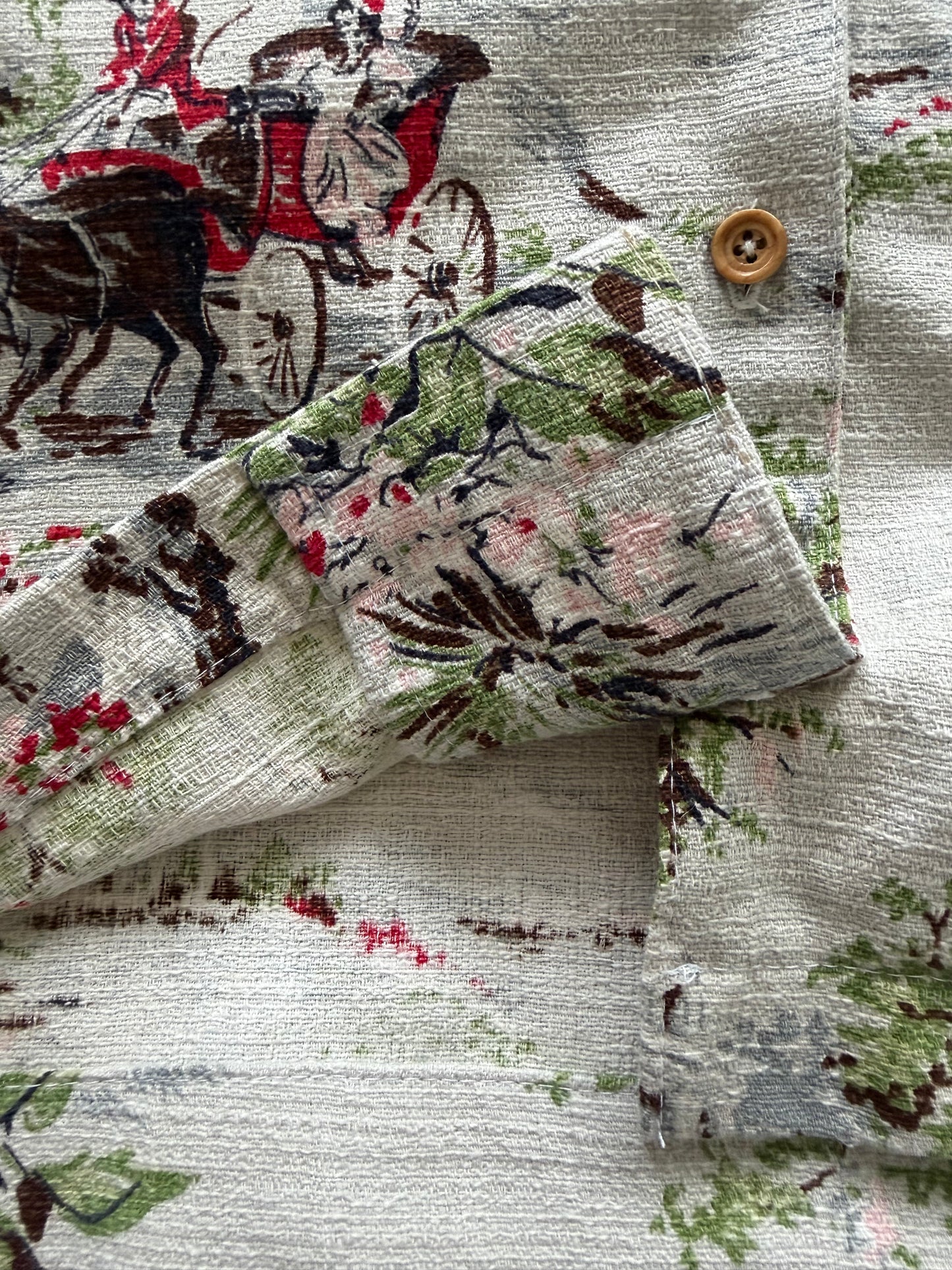 Afternoon Tea barkcloth cropped camp shirt [L]