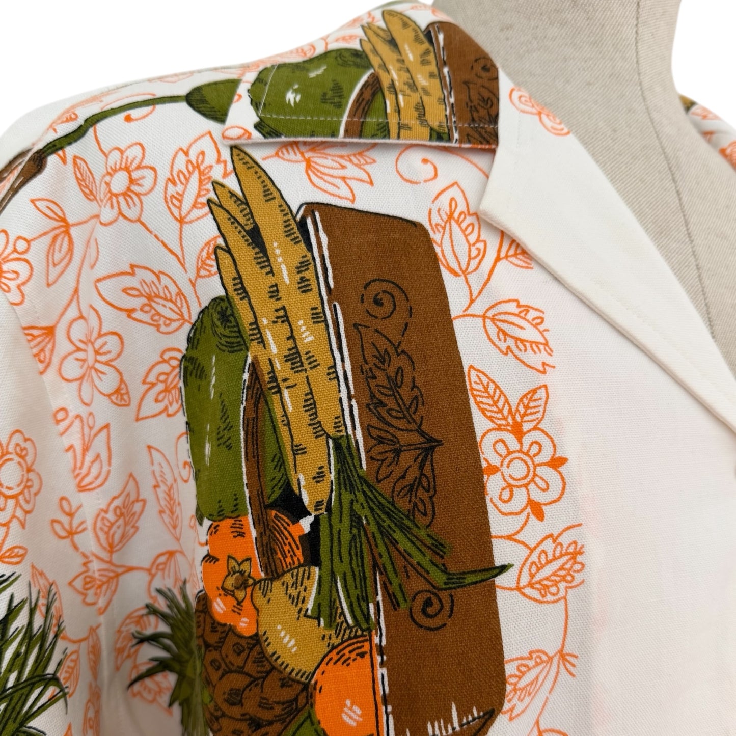 Retro potted plants  cropped camp shirt [XL]