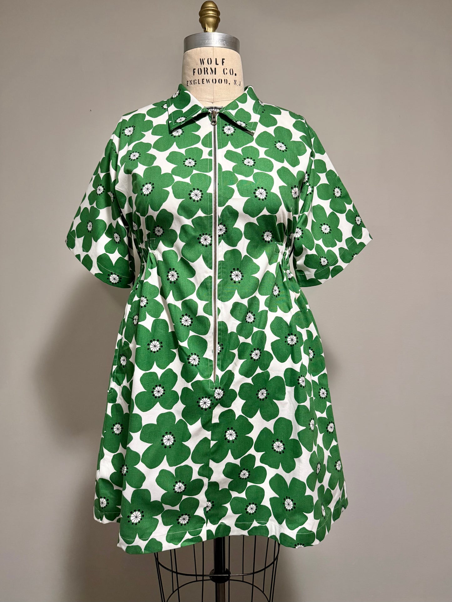 Green poppies Bethany dress [OS]