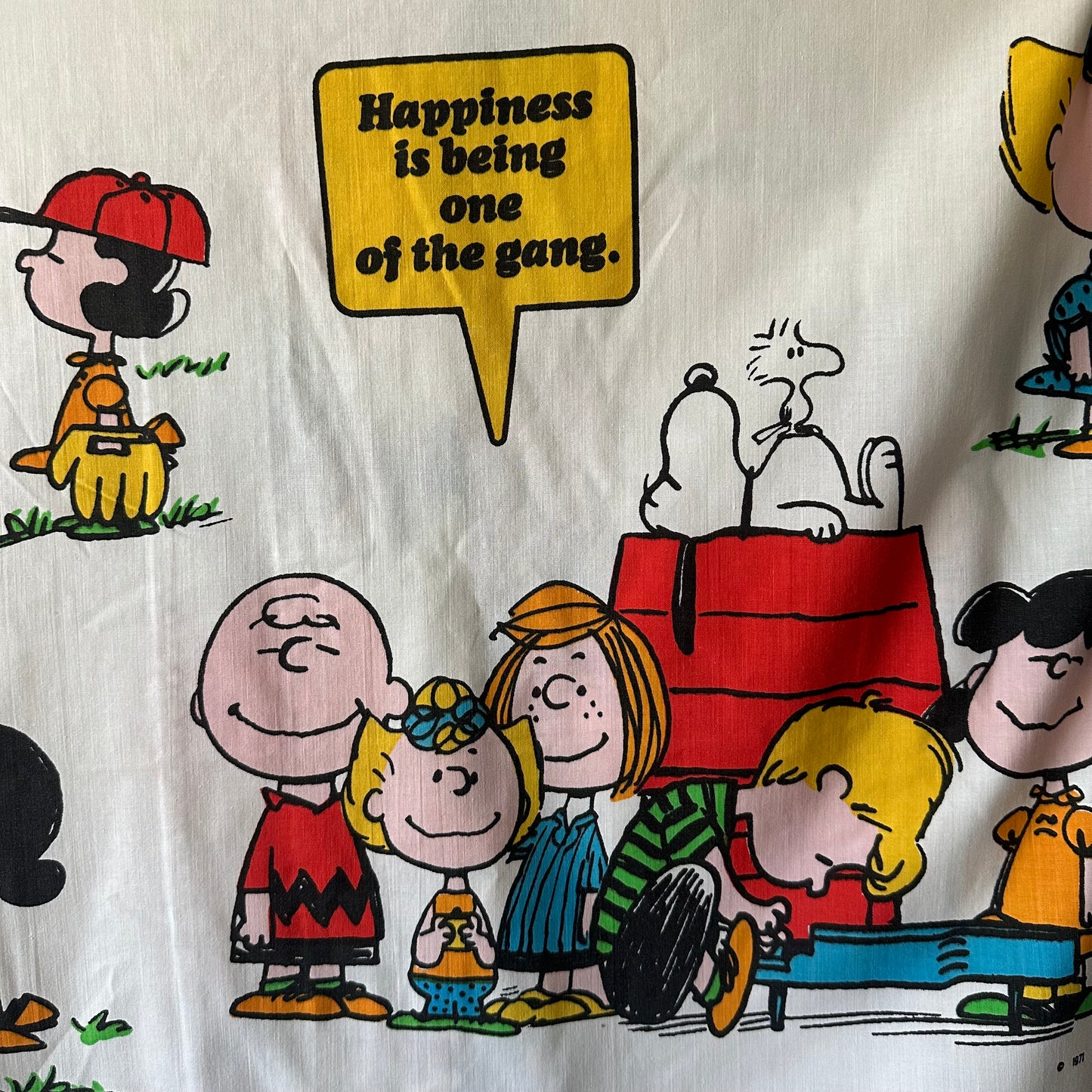 Upcycled Peanuts ‘Happiness is being One of the Gang’ camp shirt - 2XL