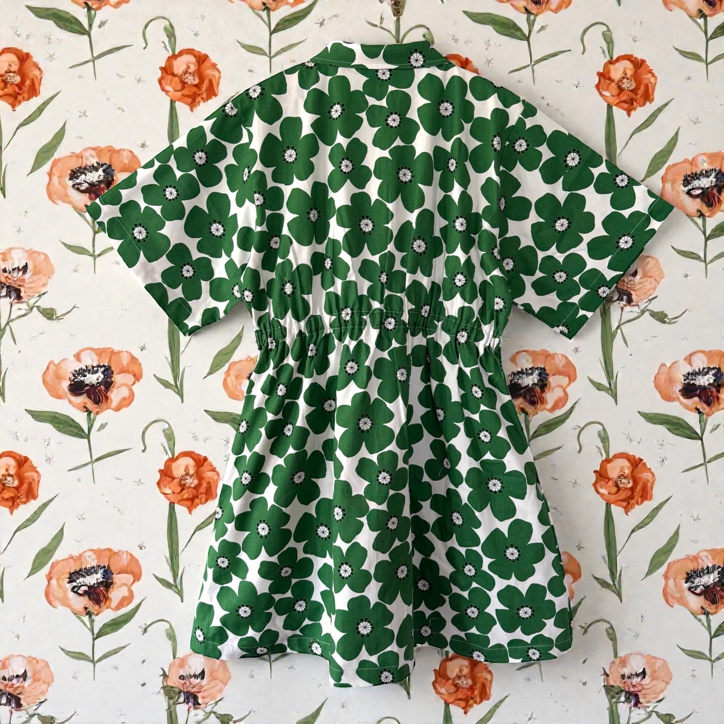 Green poppies Bethany dress [OS]