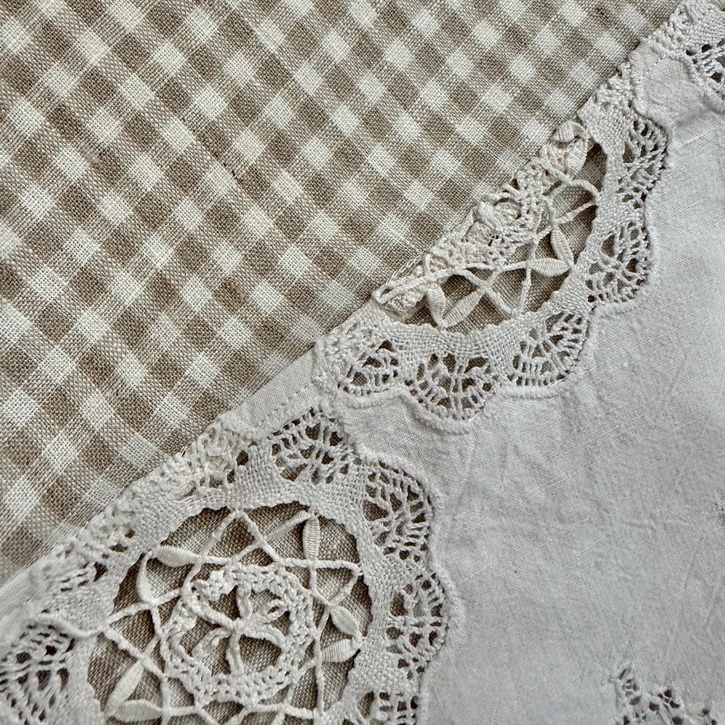 Lace Gingham Winston linen shirt [OS]