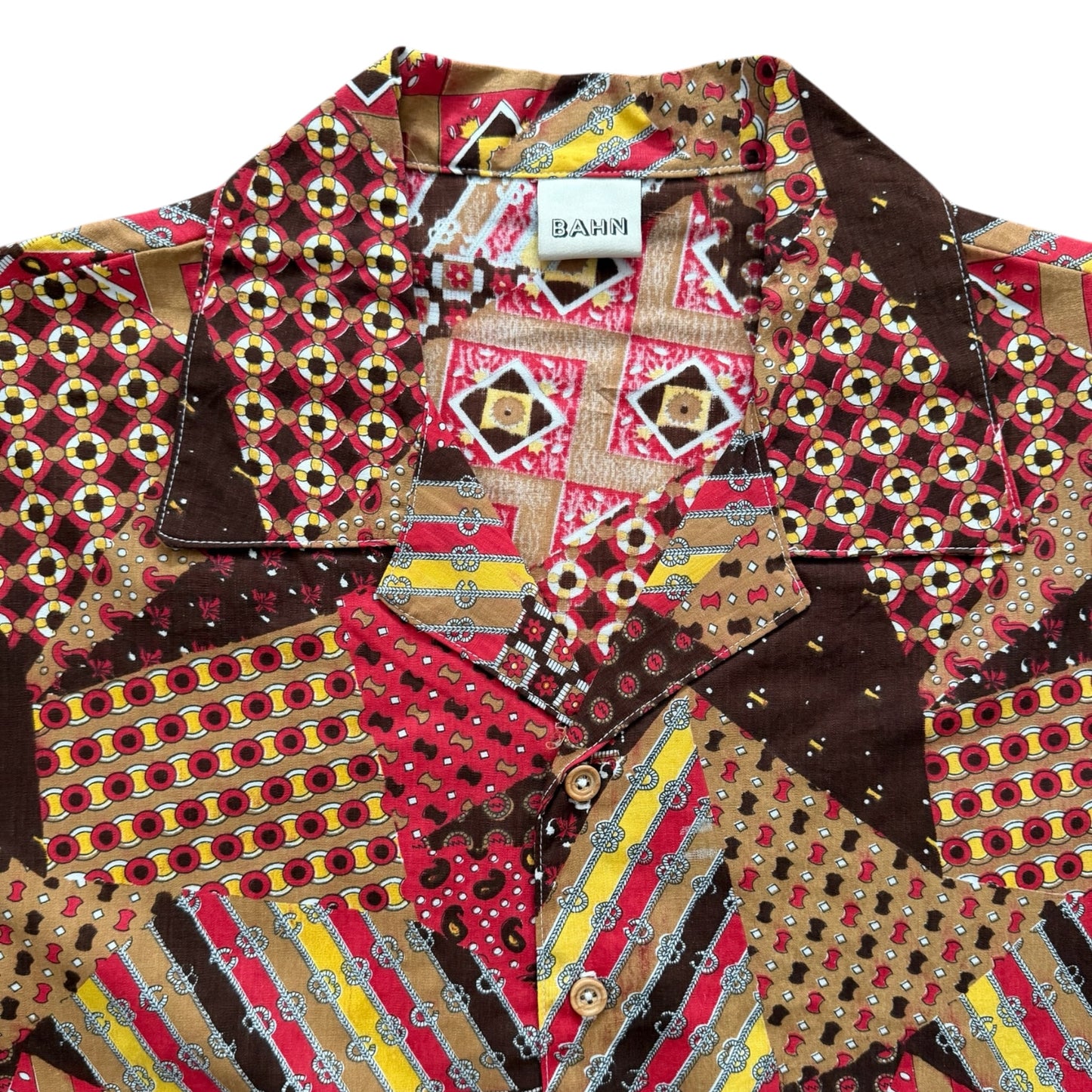 Patchwork print camp shirt  [XL]