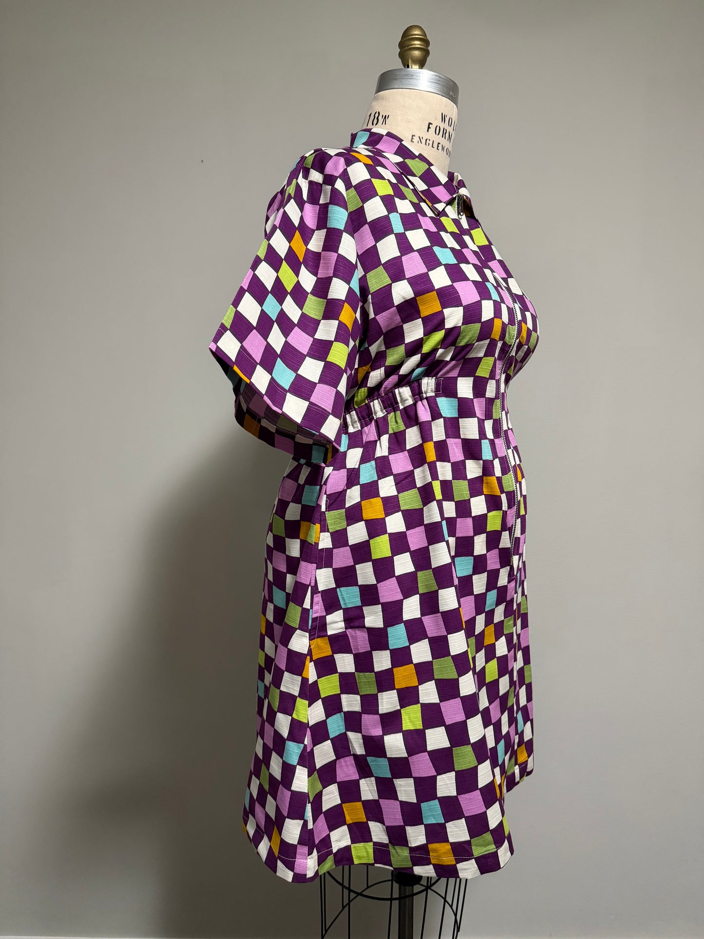 Checkered Bethany zipper dress [L/XL]