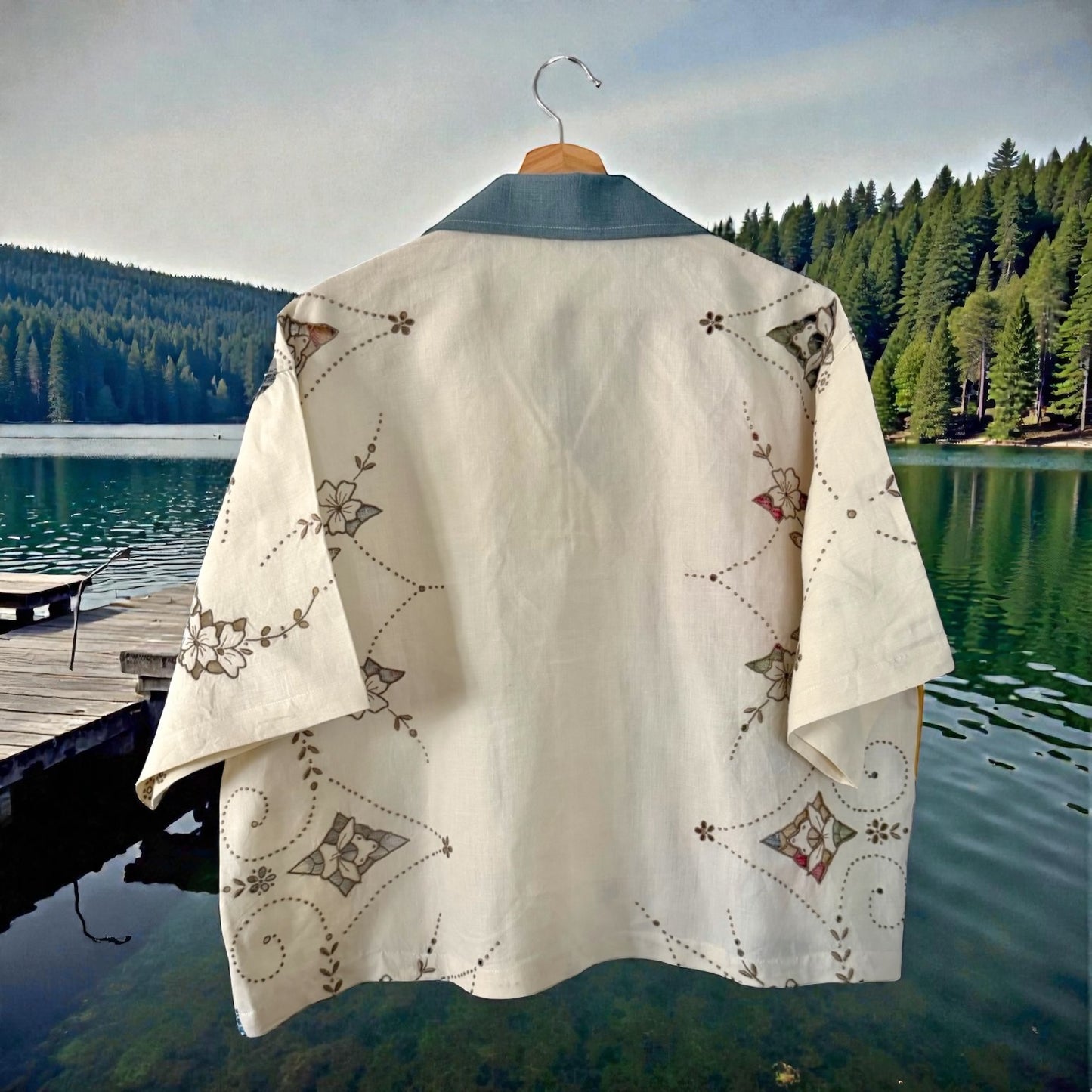 Michigan tea towel cropped camp shirt [XL]
