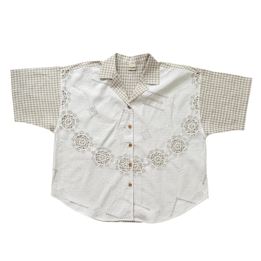 Lace Gingham Winston linen shirt [OS]