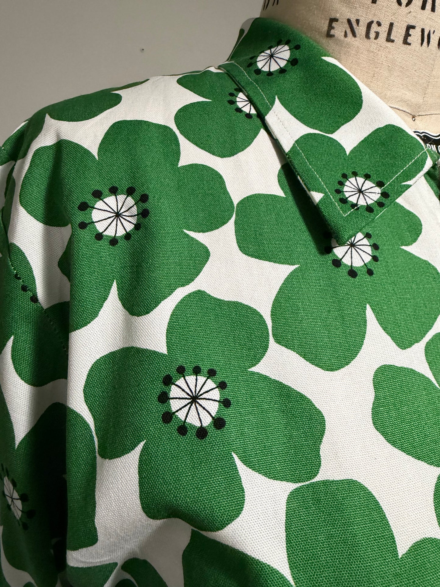 Green poppies Bethany dress [OS]