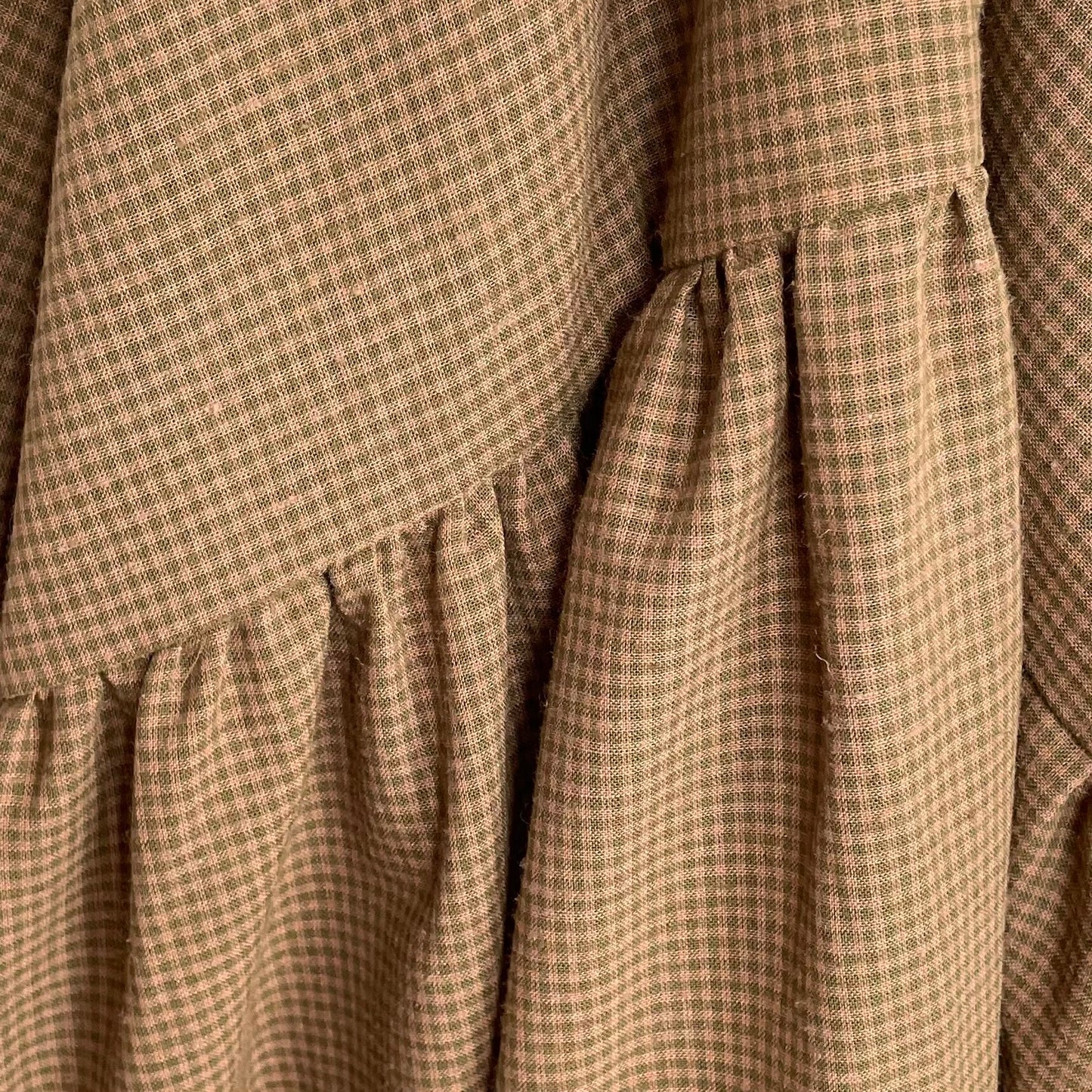 Trillium Brown Check Linen Boxy Dress - Sz OS
