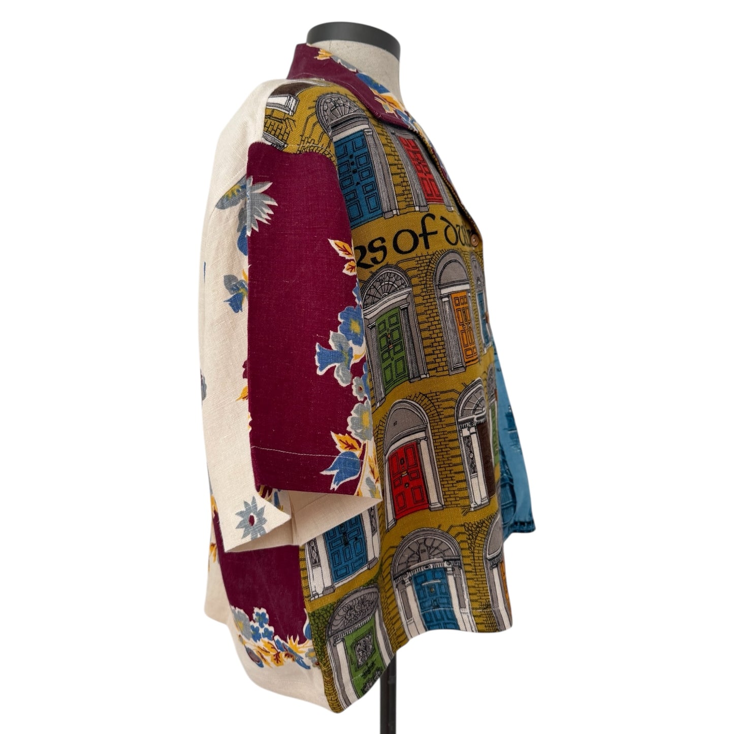 Doors of Dublin tea towel cropped camp shirt [XL]