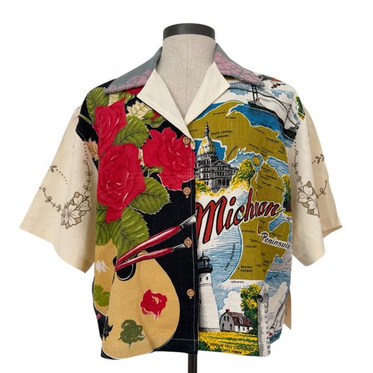 Michigan tea towel cropped camp shirt [XL]