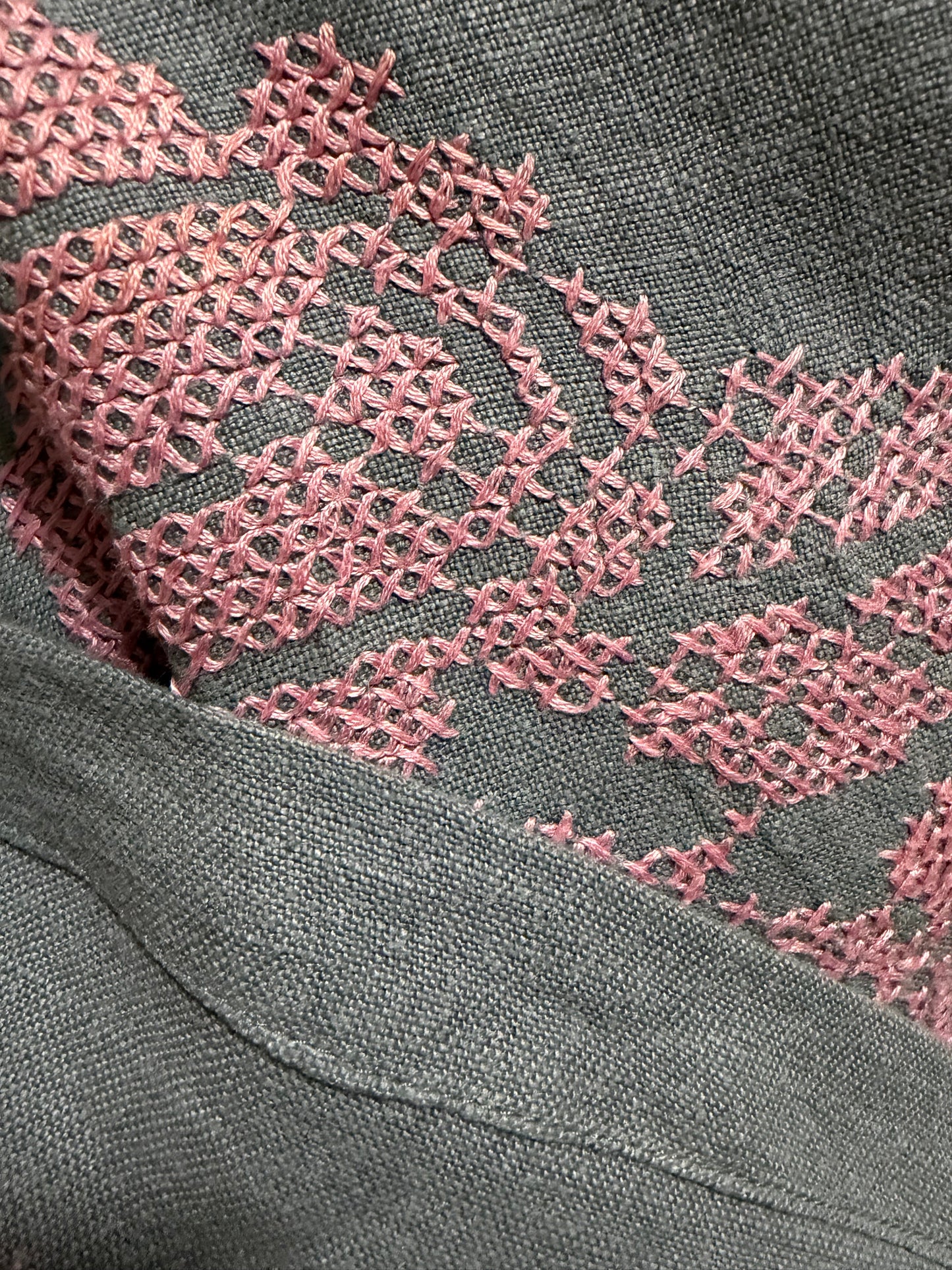 Cross-stitched Linen Bethany zipper dress [L/XL]