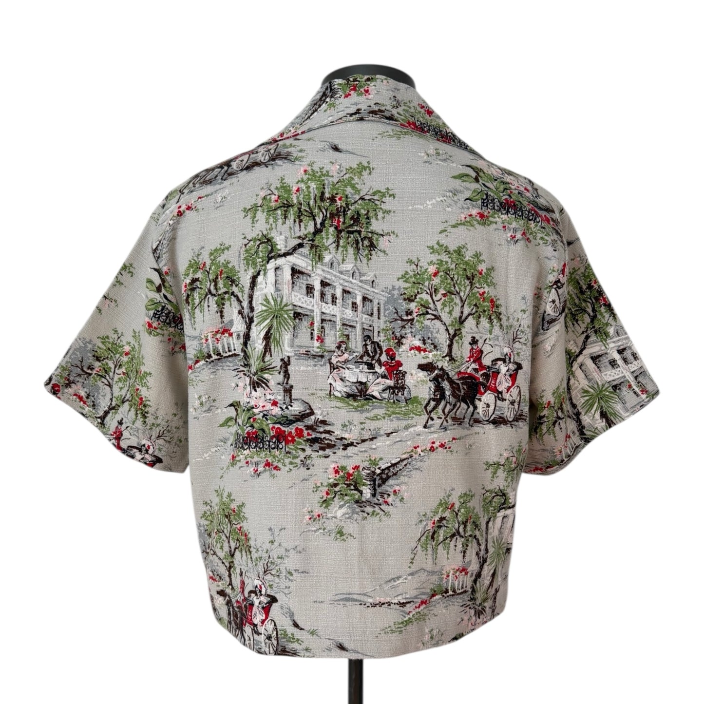 Afternoon Tea barkcloth cropped camp shirt [L]