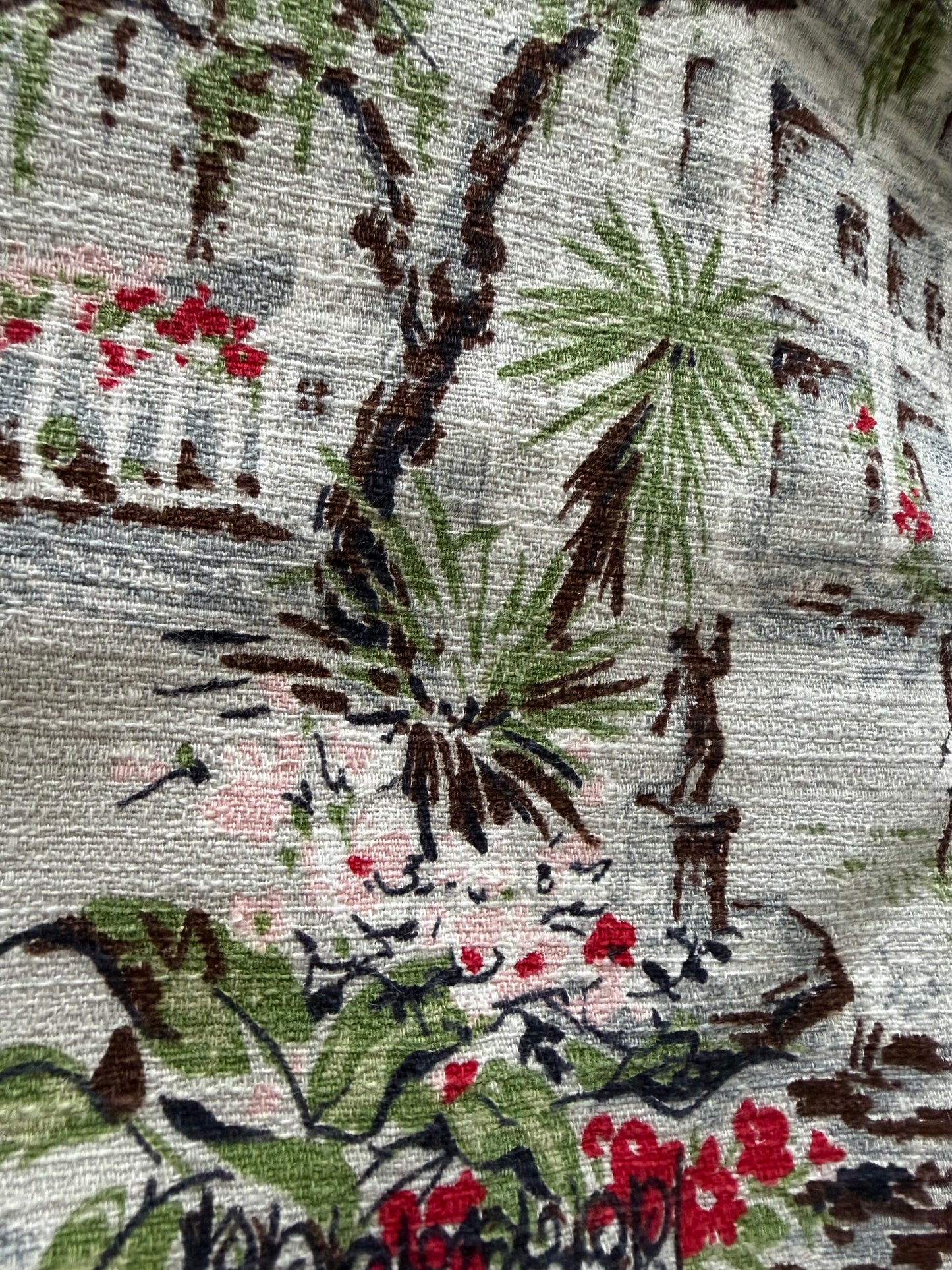 Afternoon Tea barkcloth cropped camp shirt [L]