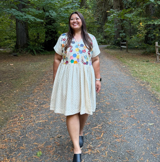 Hexie quilt top Sauvie dress [OS]