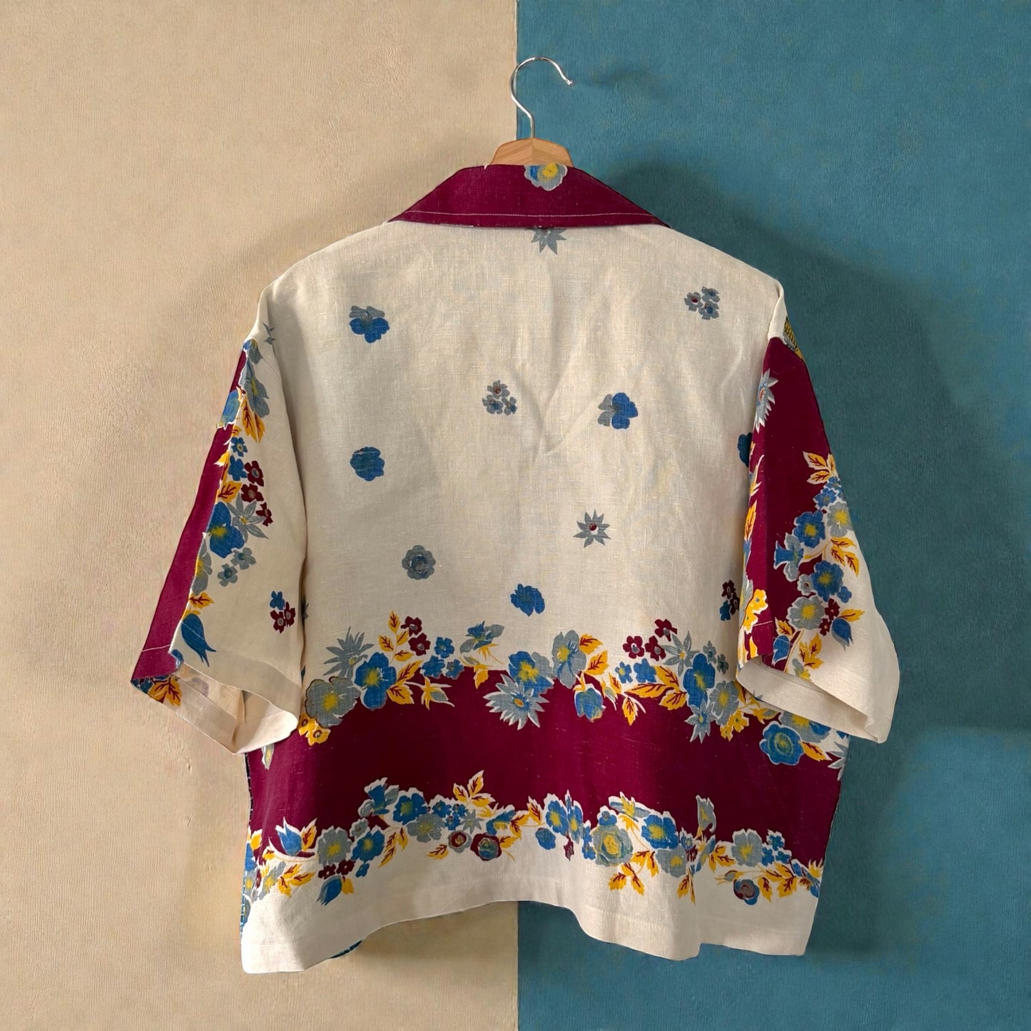 Doors of Dublin tea towel cropped camp shirt [XL]