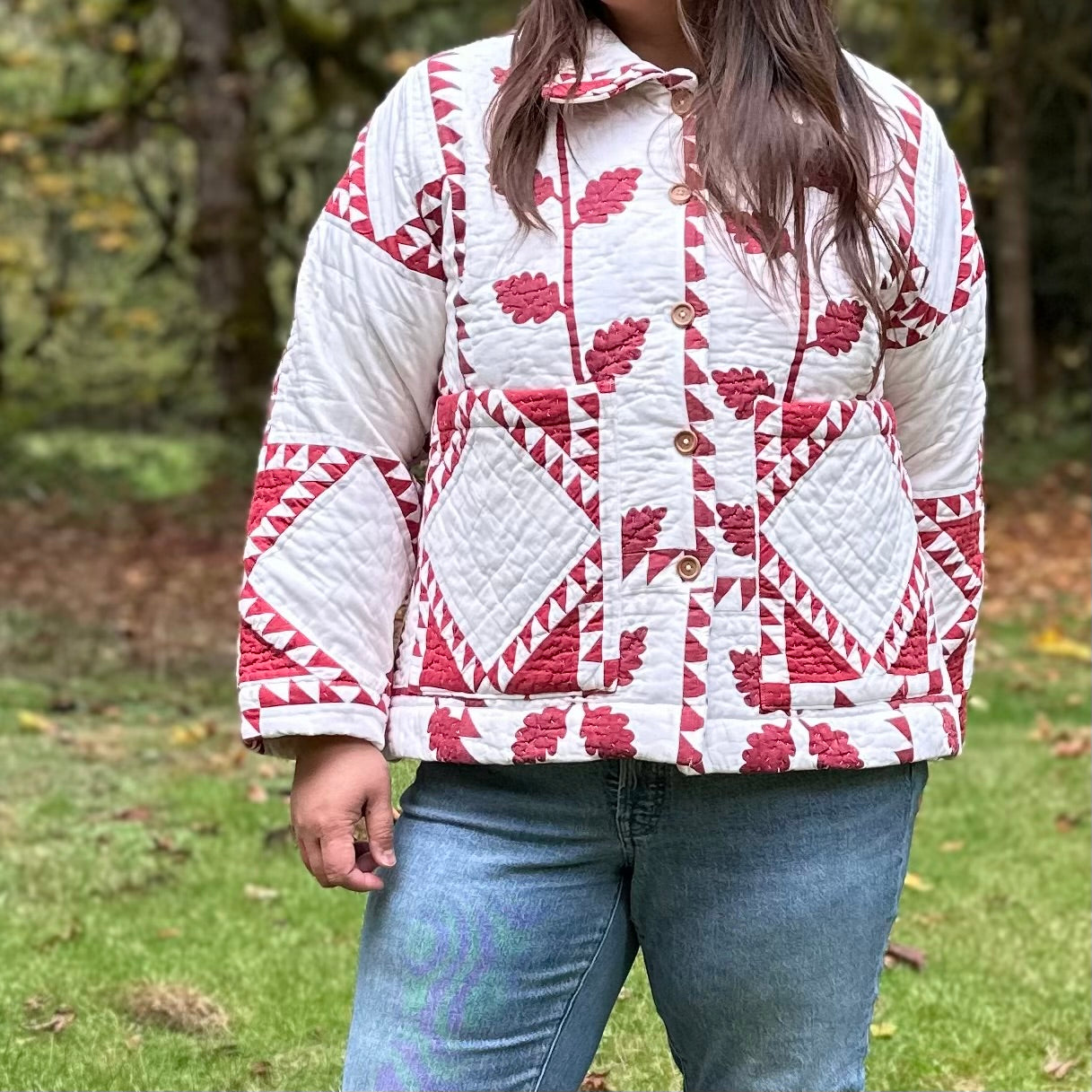 Vines and Stars Vintage Quilt Chore Jacket [OS]