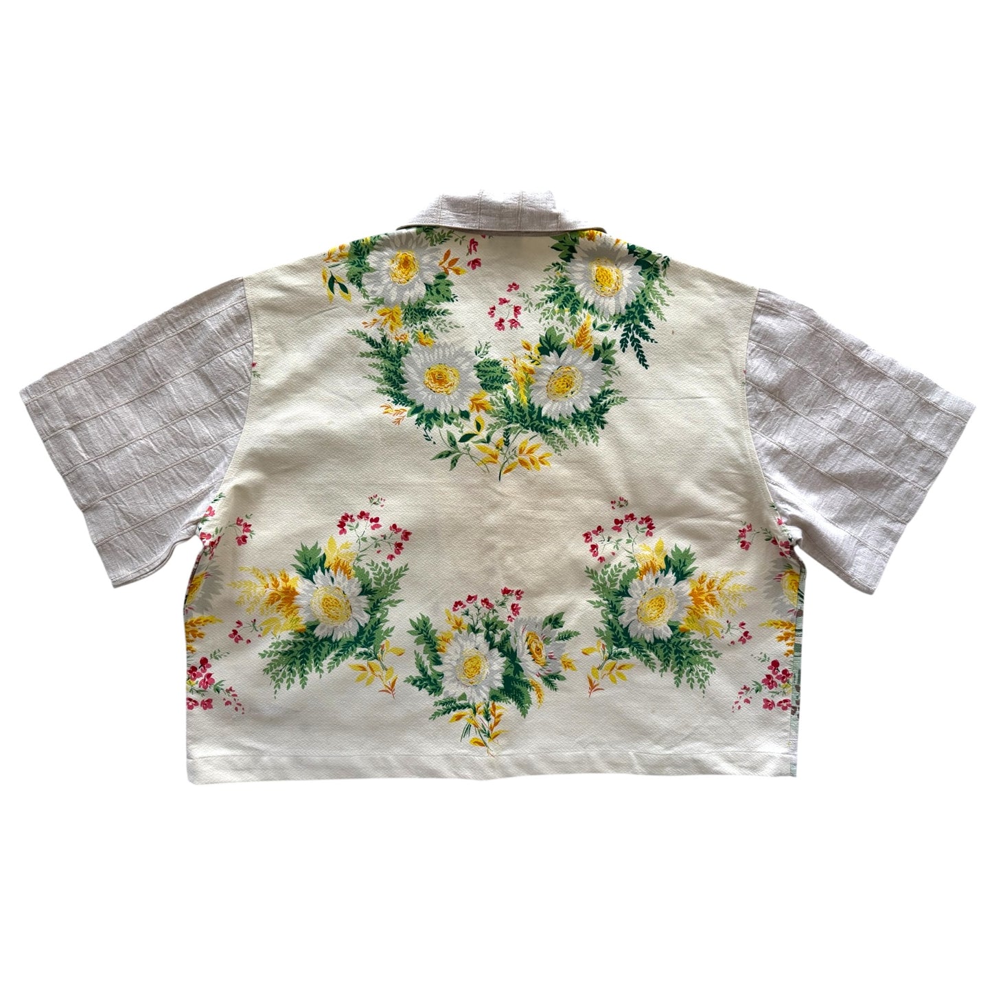 Flying Ducks barkcloth cropped camp shirt [XL]