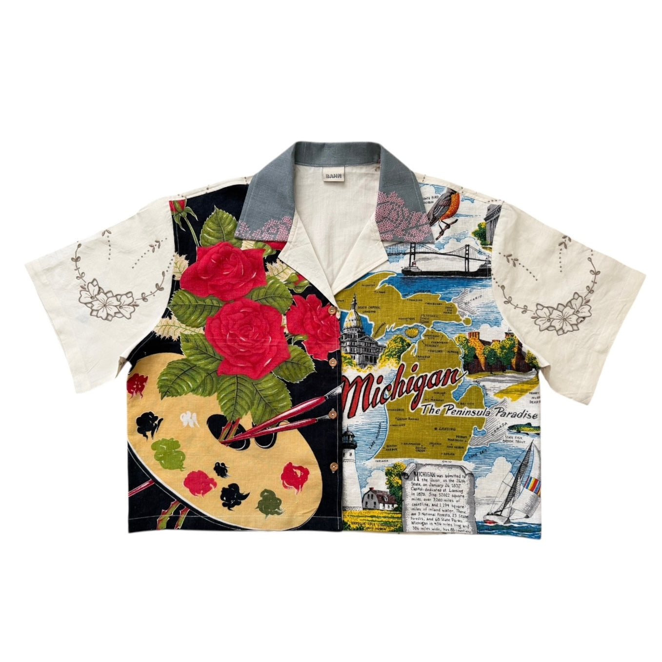 Michigan tea towel cropped camp shirt [XL]