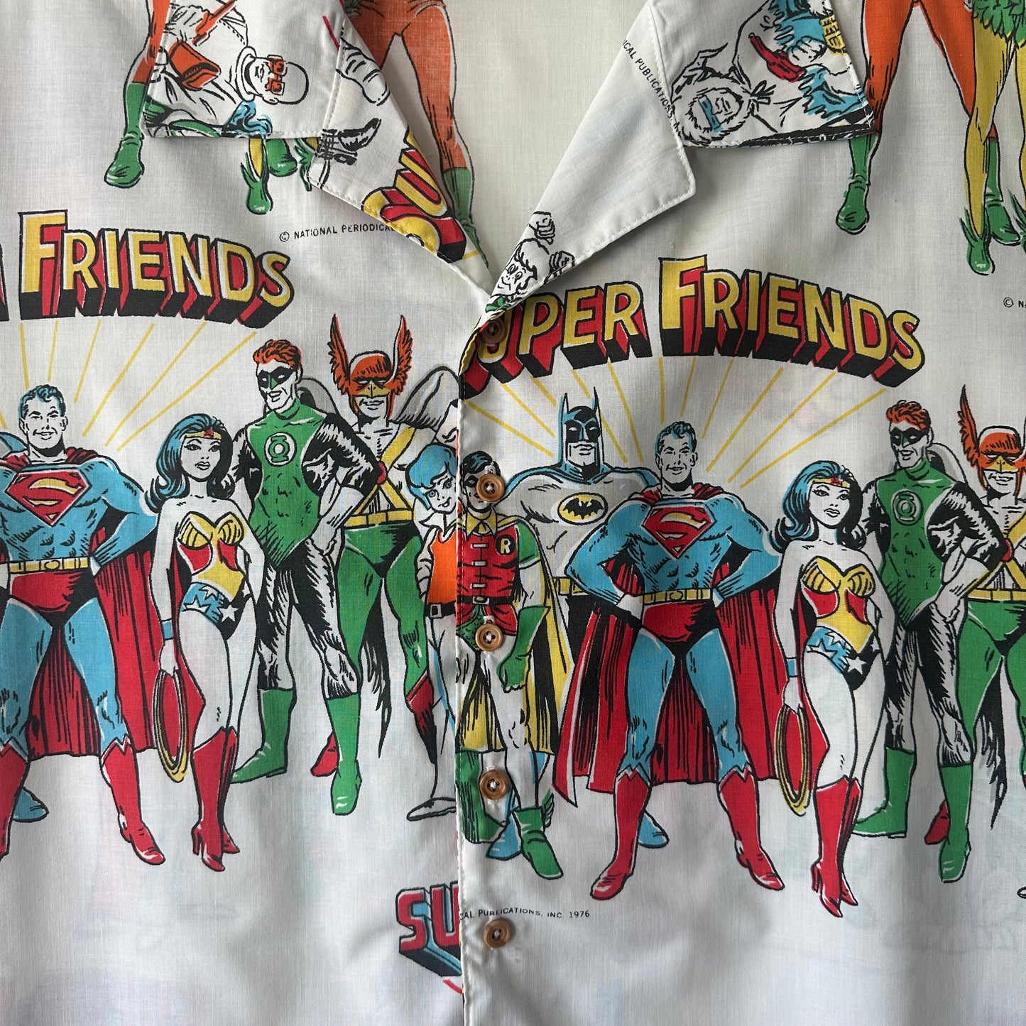 Camp shirt fr upcycled DC Comic fabric - 2XL