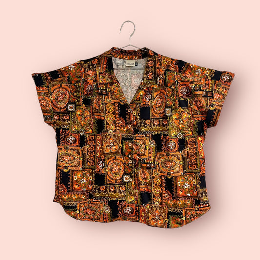 Hawthorne Spanish Tiles Bark Cloth Button Shirt - Sz OS