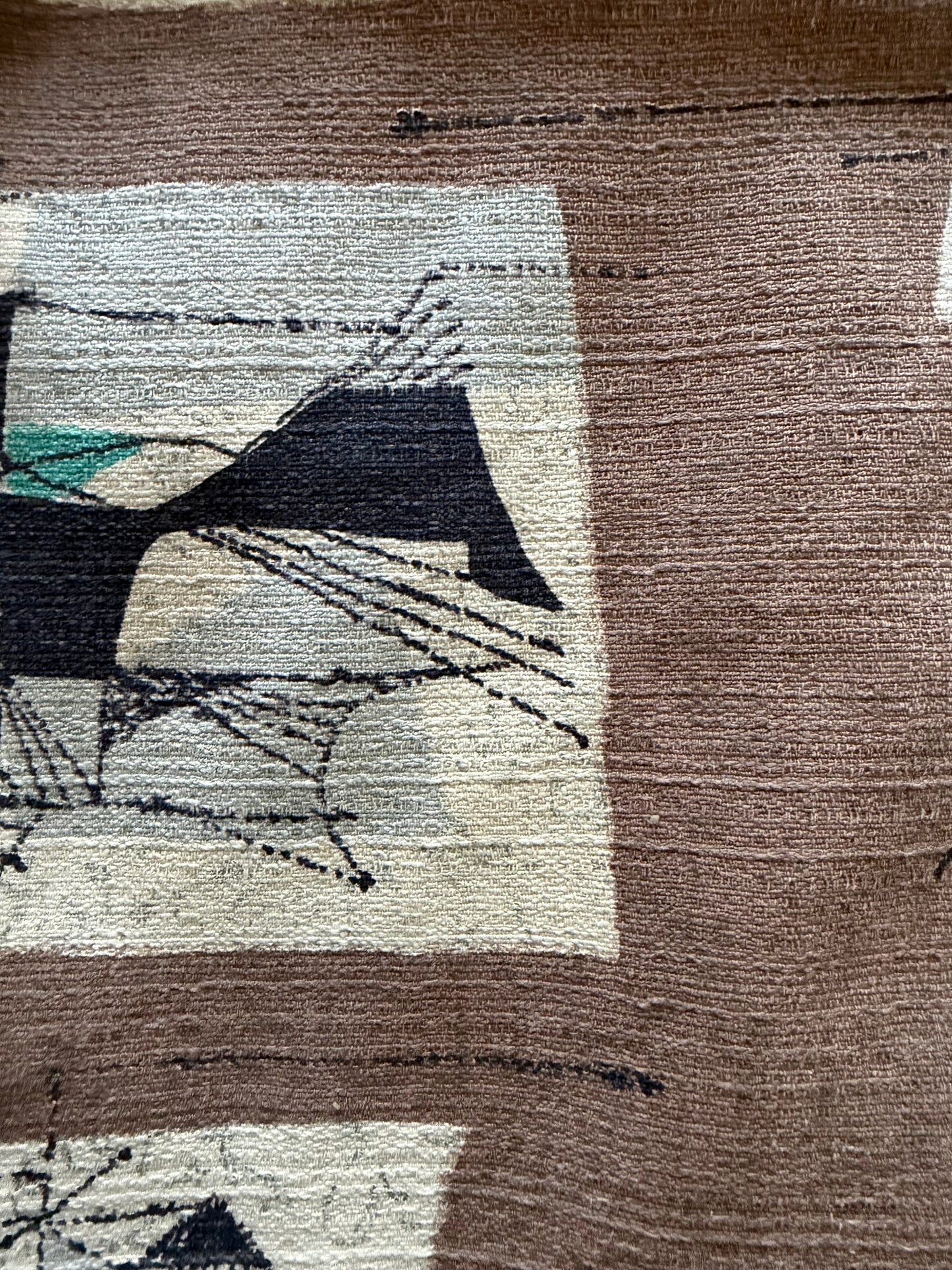Brown abstract barkcloth cropped camp shirt [L]