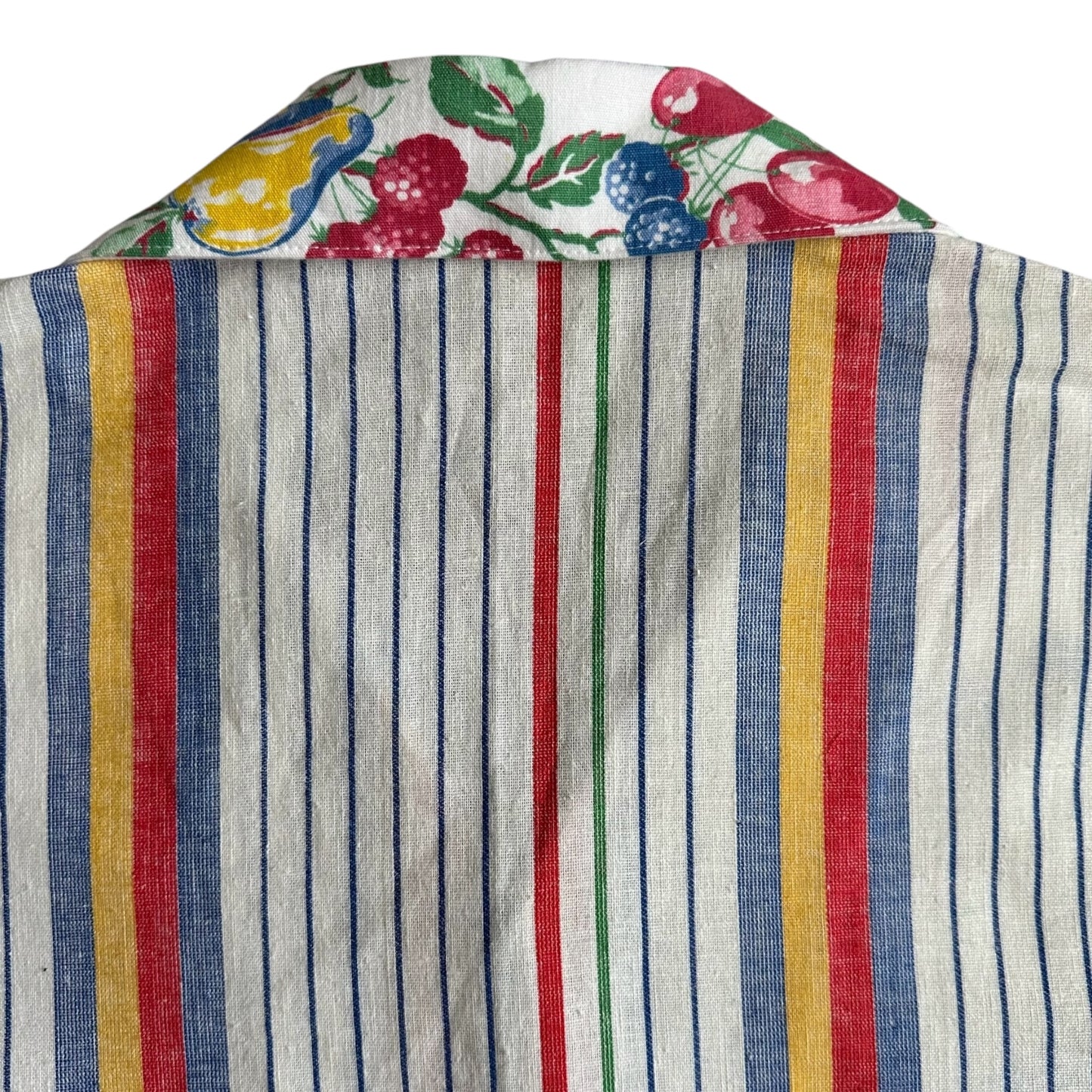 Cropped camp shirt upcycled fr vtg dish towels [XL]