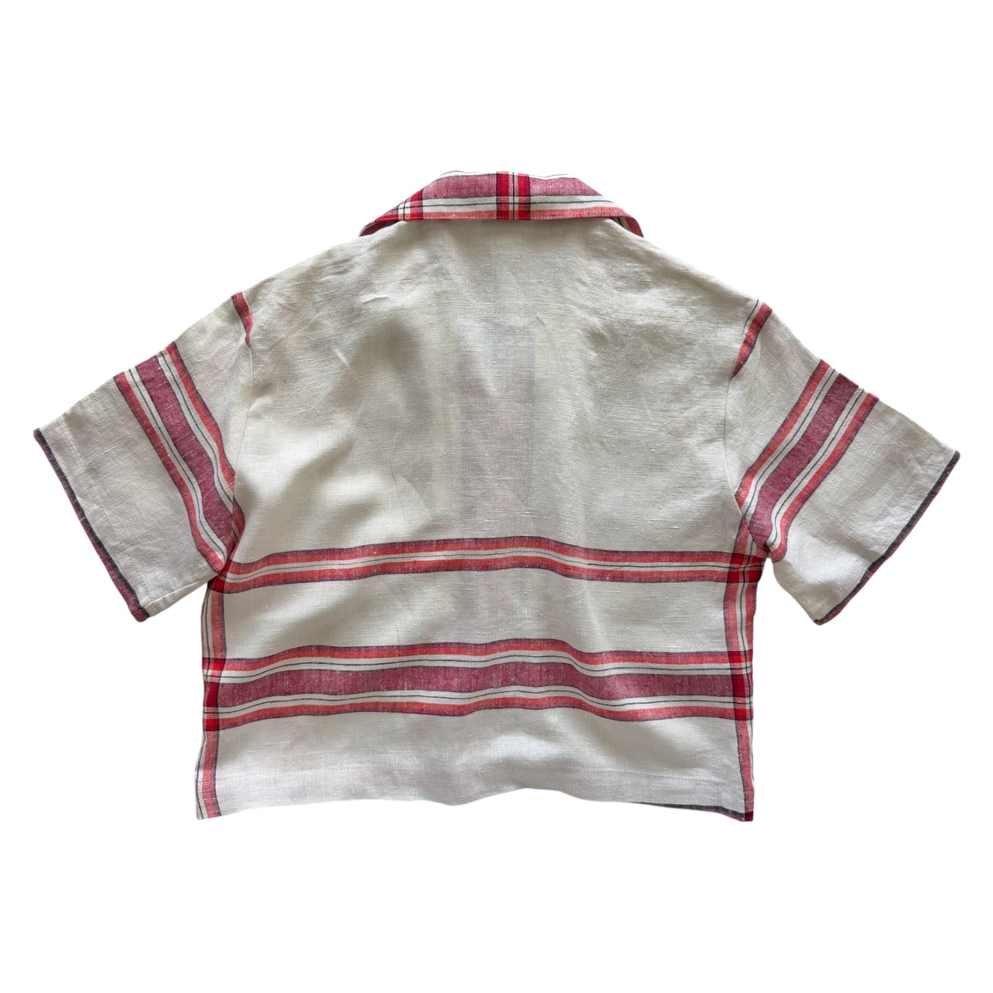 Massachusetts linen cropped camp shirt [L]