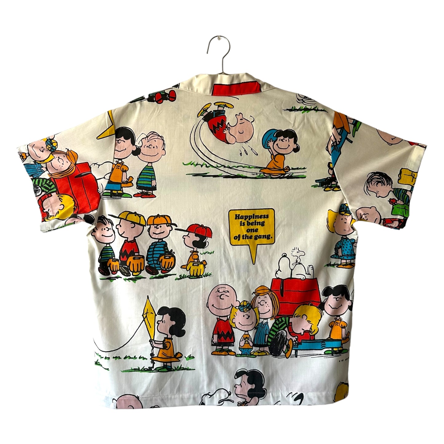 Upcycled Peanuts ‘Happiness is being One of the Gang’ camp shirt - 2XL