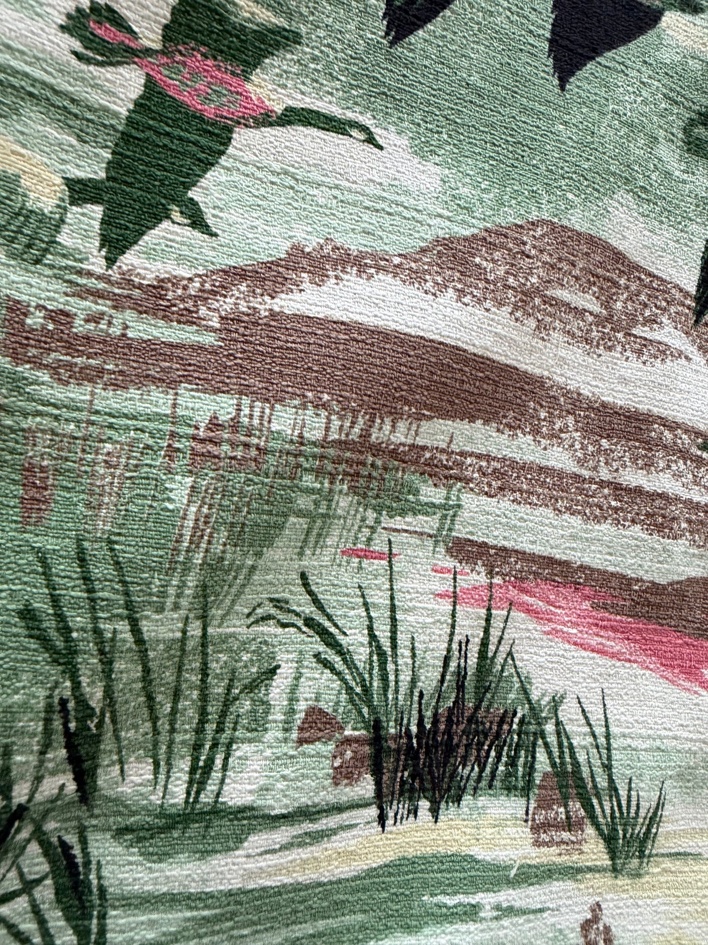 Flying Ducks barkcloth cropped camp shirt [XL]