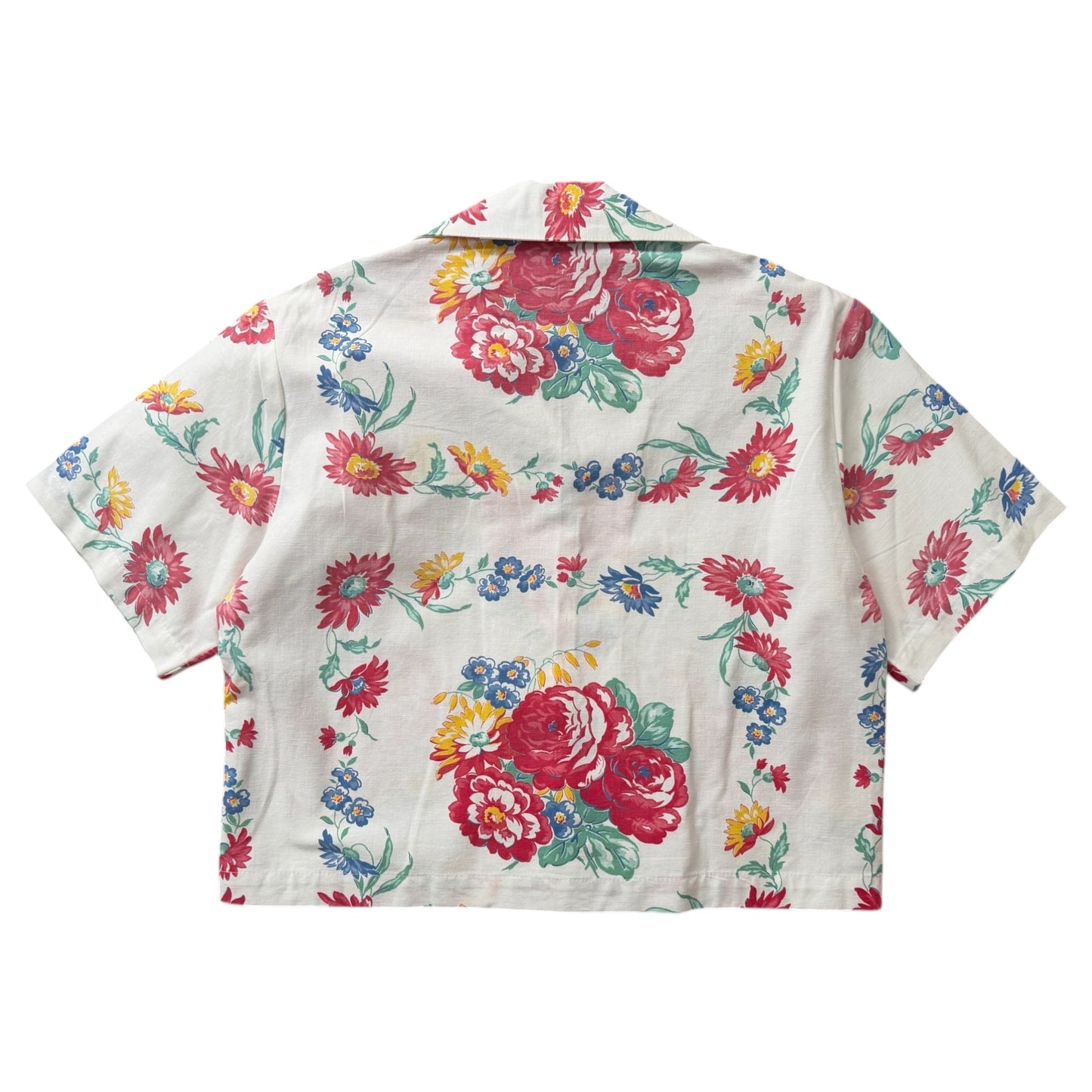 Floral cropped camp shirt [L]