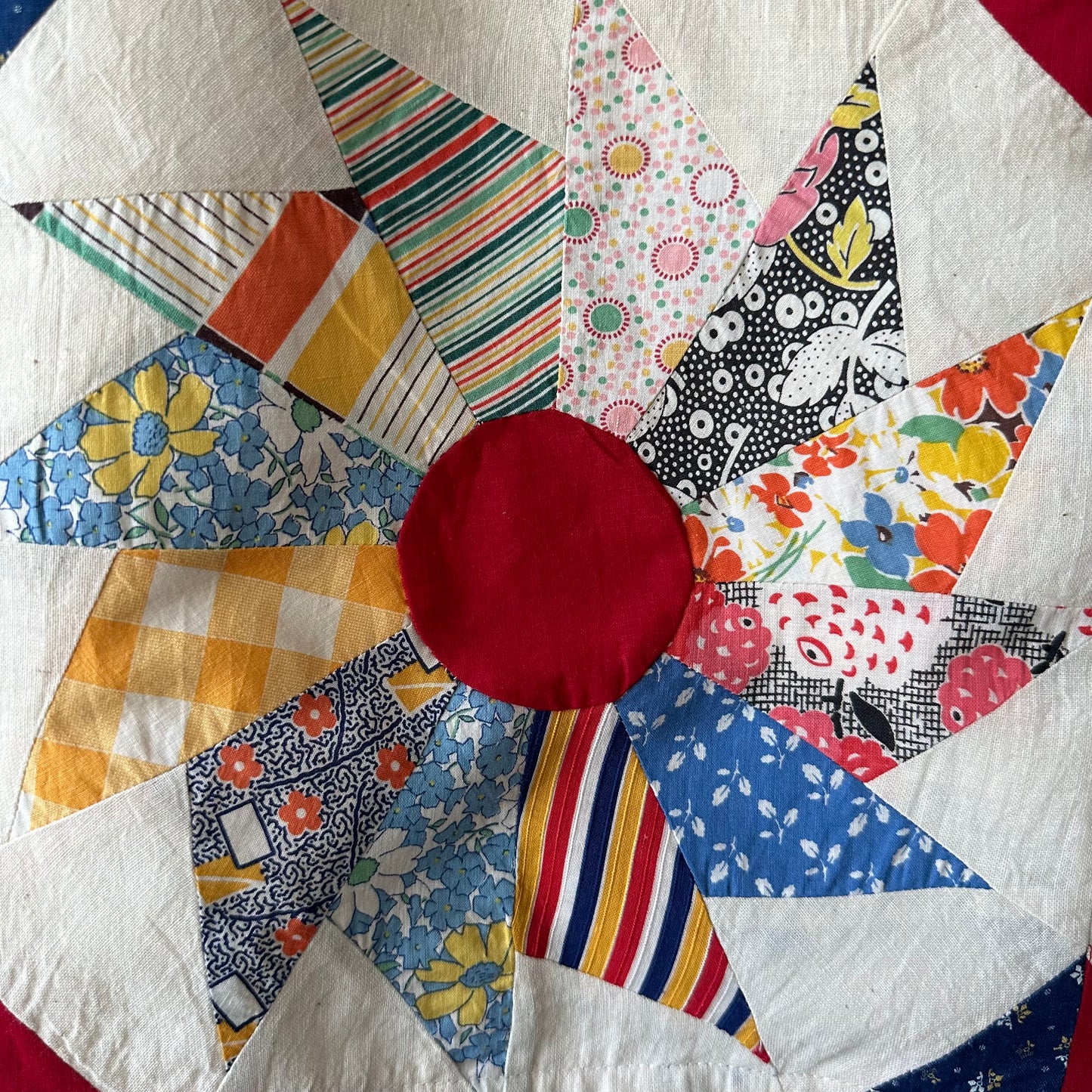 ‘Spinning Pinwheels’ vintage quilt Top Camp Shirt - 2XL