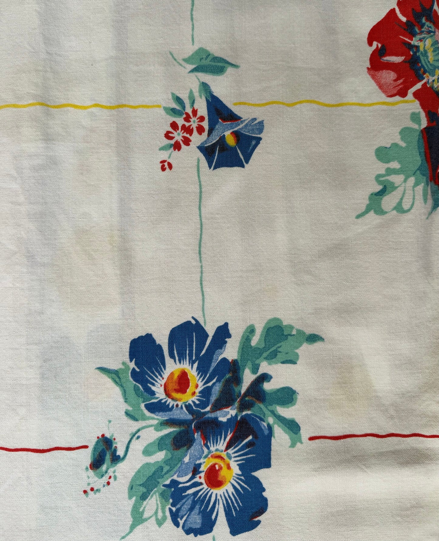 Red Gigham Floral camp shirt  [XL]