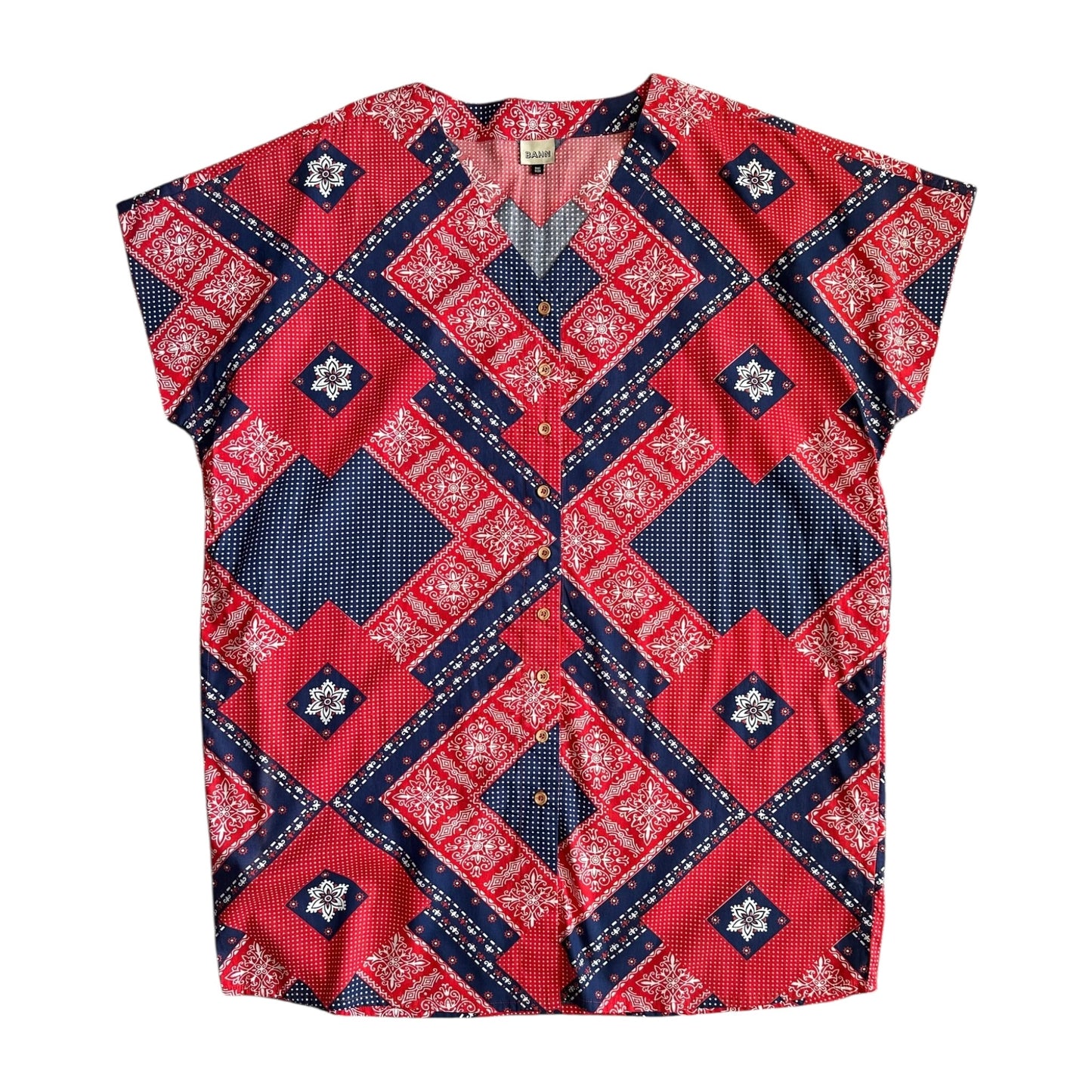 Sellwood Vintage Abstract Bandana Popover Dress - Sz OS