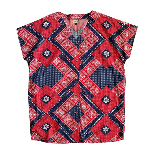 Sellwood Vintage Abstract Bandana Popover Dress - Sz OS