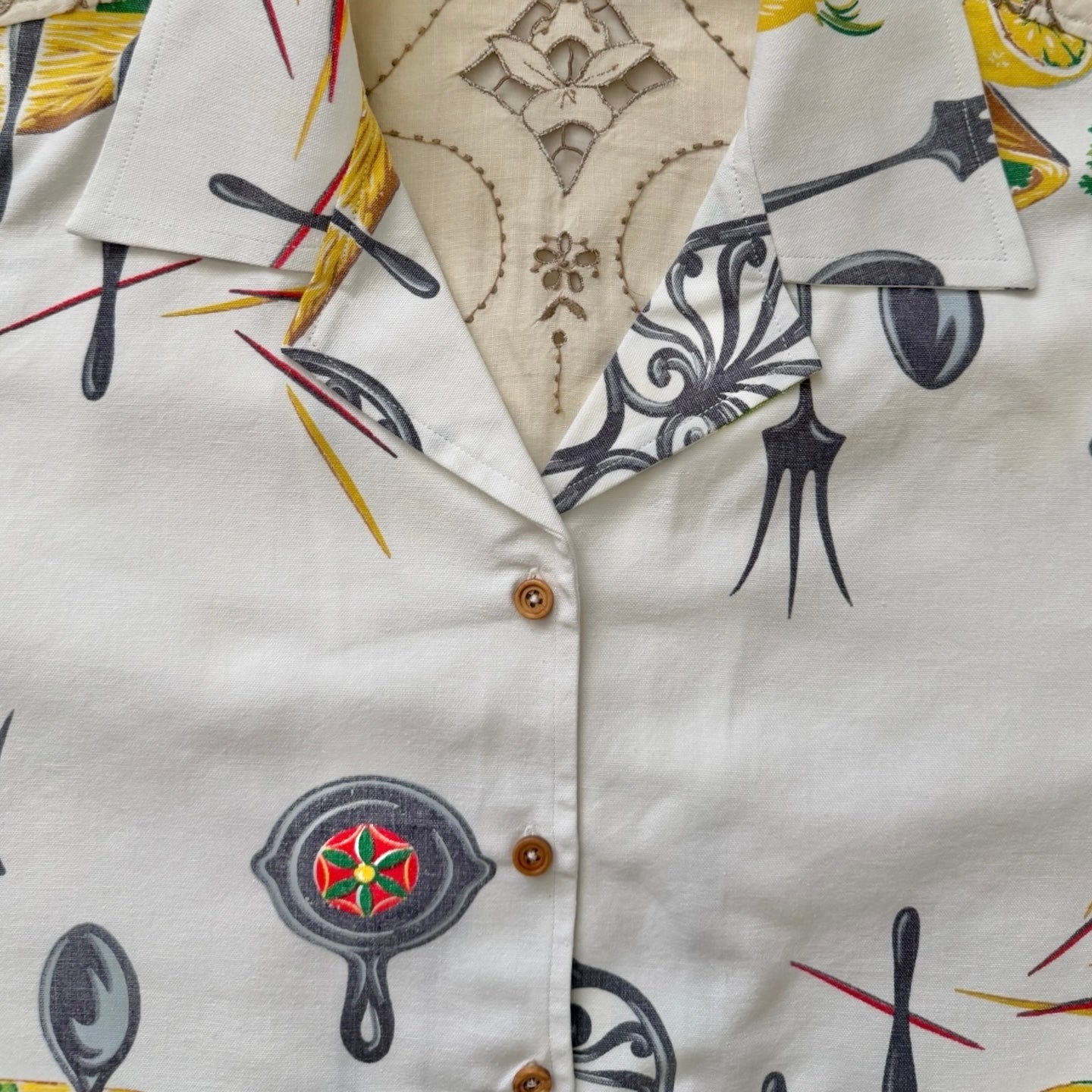 Barbecue cropped cut-out camp shirt [XL]