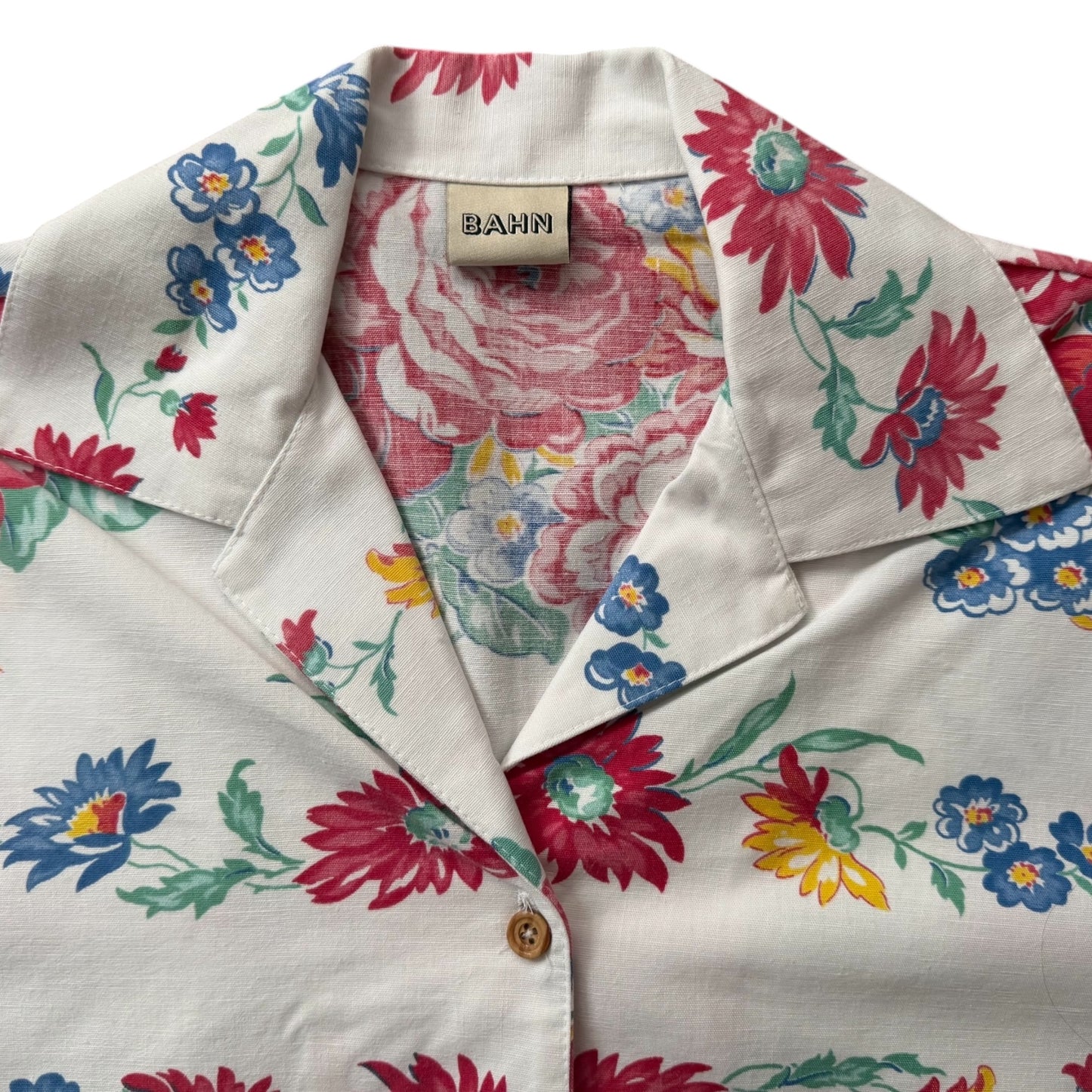 Floral cropped camp shirt [L]