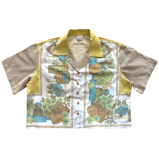 Gardening & Tea cropped camp shirt [XL]