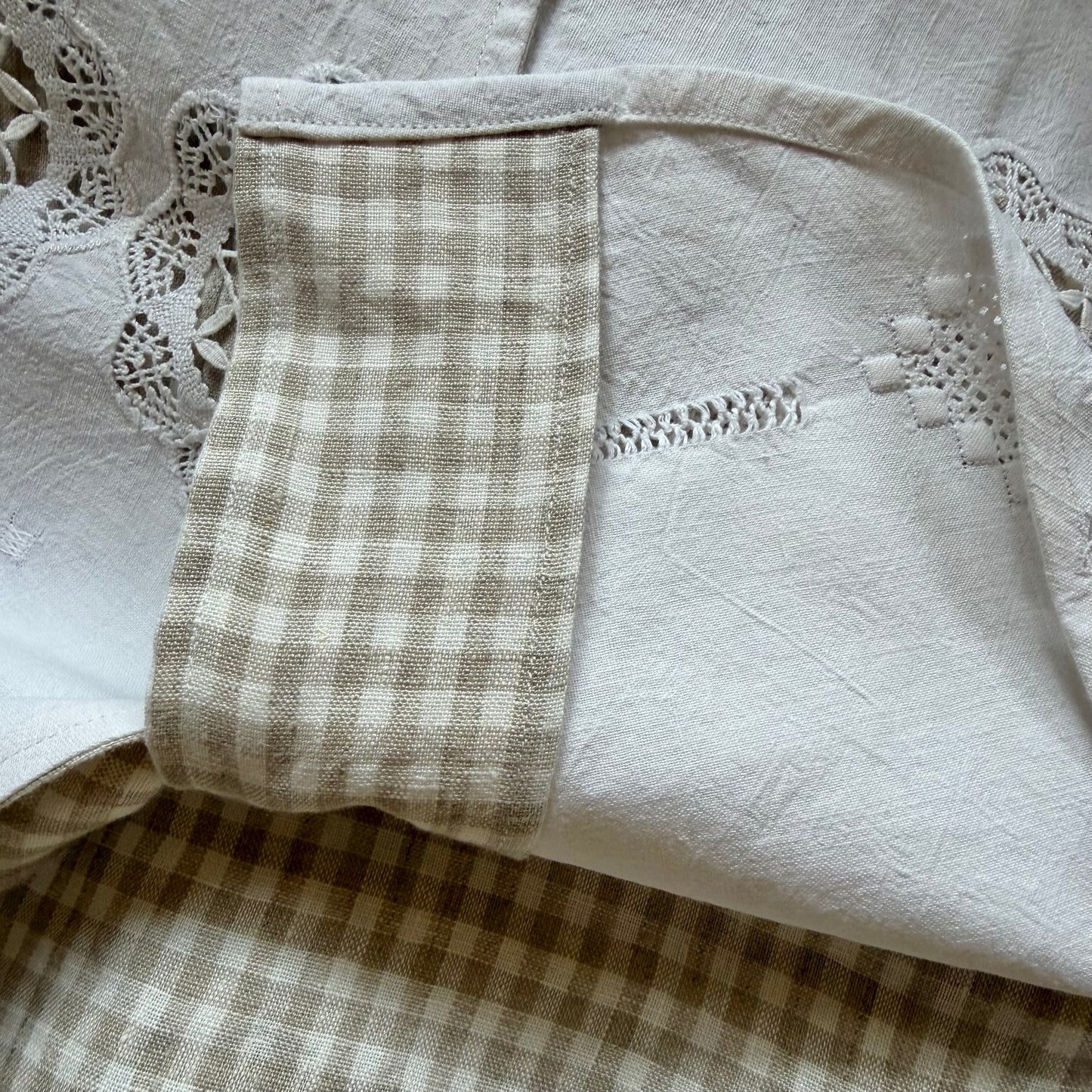 Lace Gingham Winston linen shirt [OS]