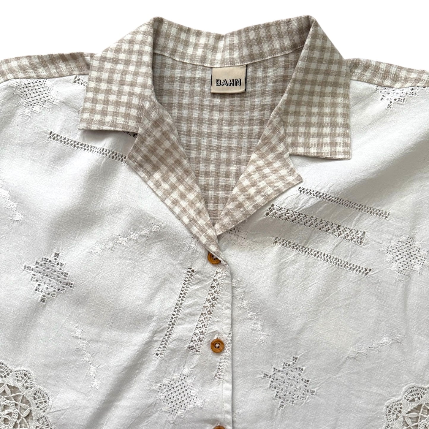 Lace Gingham Winston linen shirt [OS]